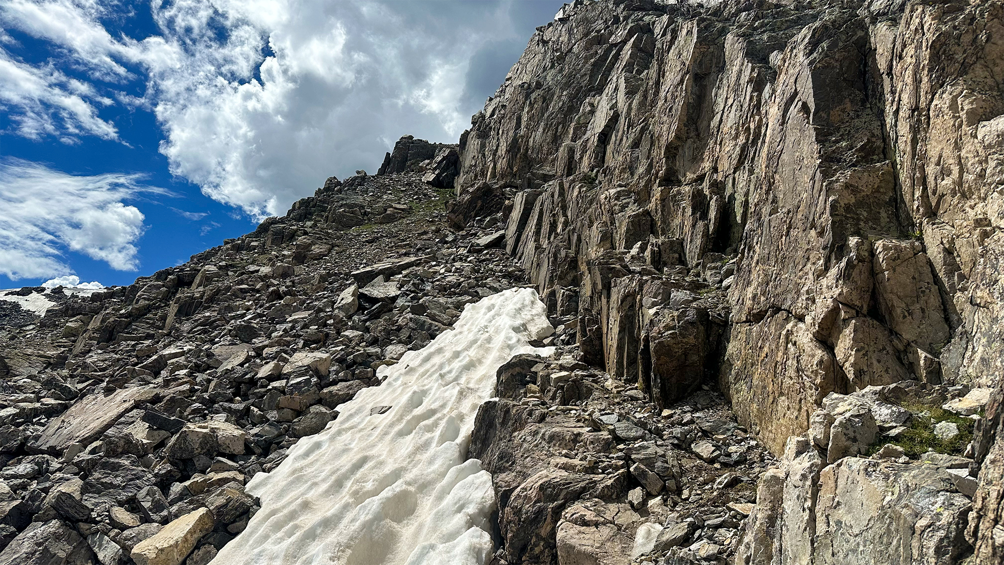 Talus ledge between cliff systems @ 39.44534, -106.48690