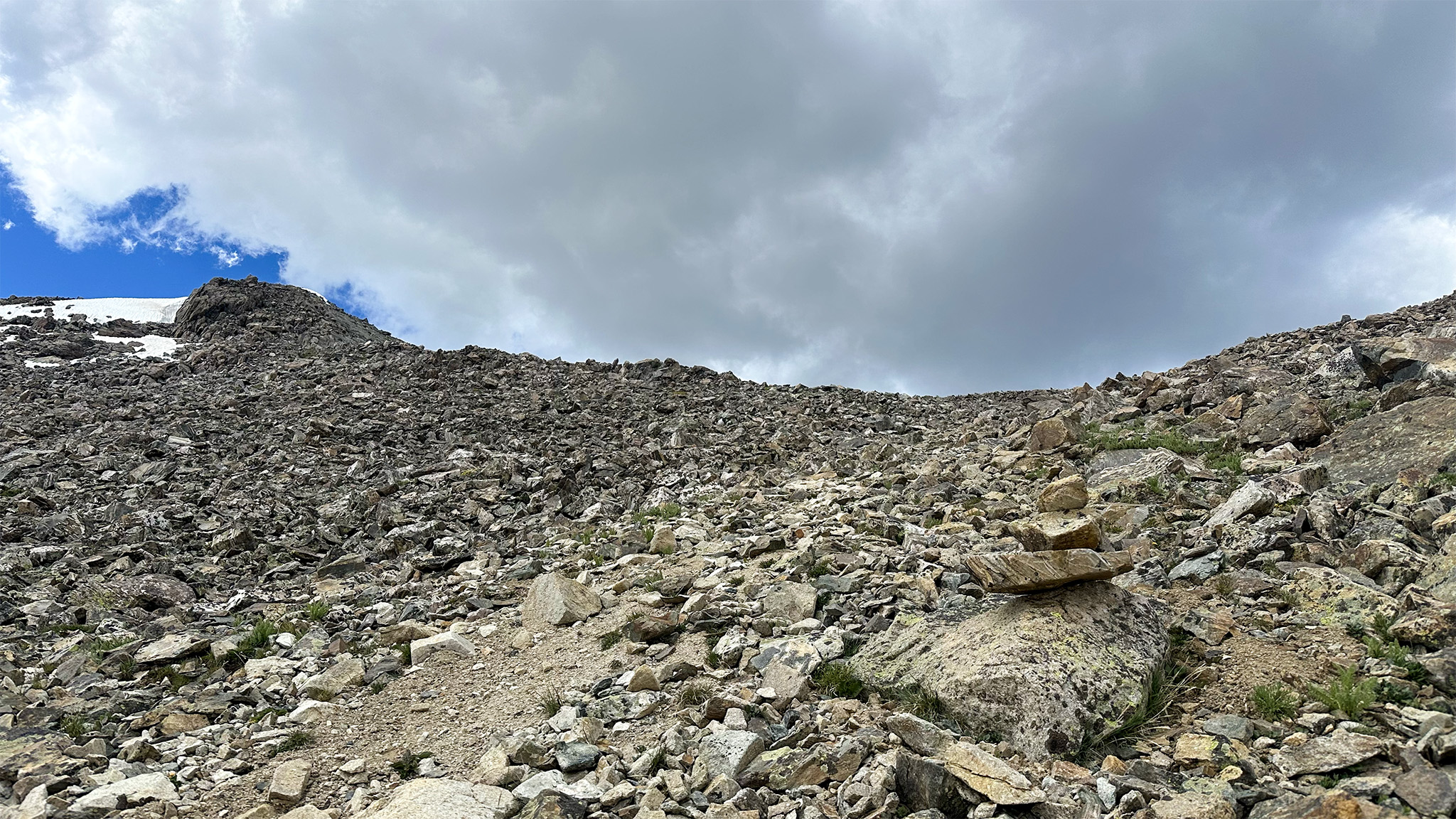 Talus turning to scree - note cairn @ 39.446525, -106.488153