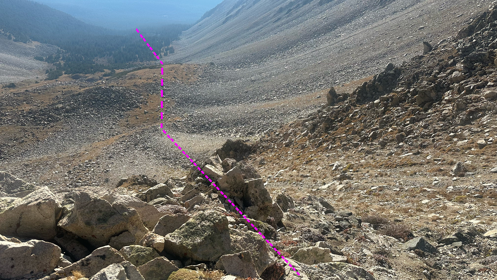 Looking at the route after gaining the south ridge