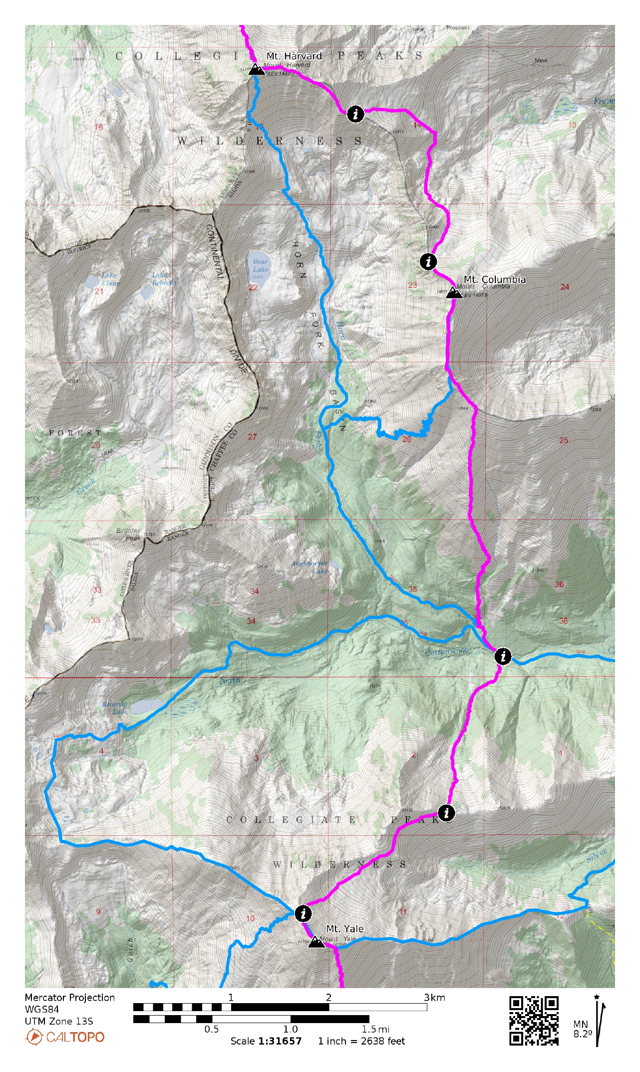 Mt. Yale to Mt. Harvard/Columbia