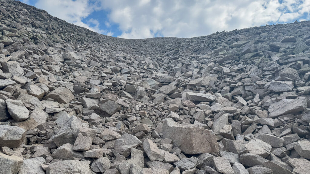 Looking back up the north slope about halfway down.